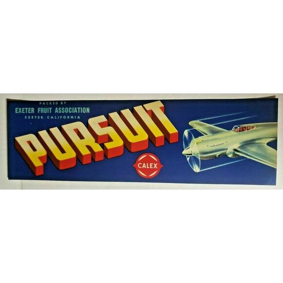 Exeter Fruit Association Other - Vintage Pursuit Original 1940s Exeter CA Paul Dobson Crate Label Calex Z-2